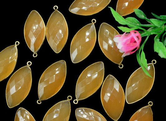 Peach Moonstone 15x30mm marquise shape single bail Connector,single bail Connector,Bezel links Connector,jewelry making Connector,Moonstone