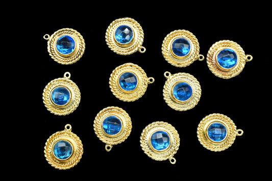 Circle Bezel Charm Pendants,Handmade Briolettes Pendant,Gemstone Beads Jewelry,Station Bezel Link,Craft Supplies,Single Bail Connectors,Gift