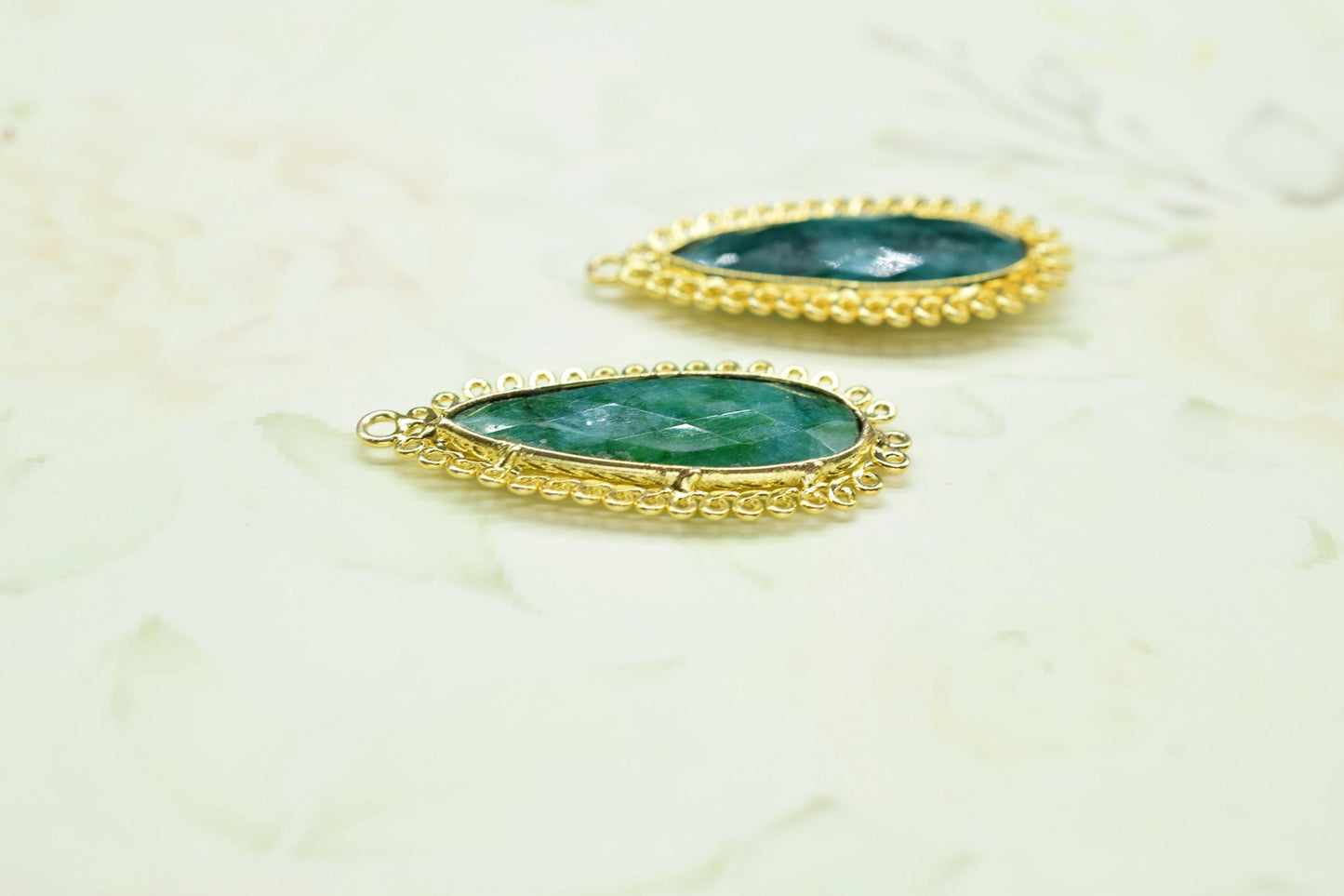 Emerald 10x30mm Teardrop Bezel Charm,Single Bail Pendant,Handmade Jewellery Connectors,Gemstone Brass Component,Handmade Connector,Gift