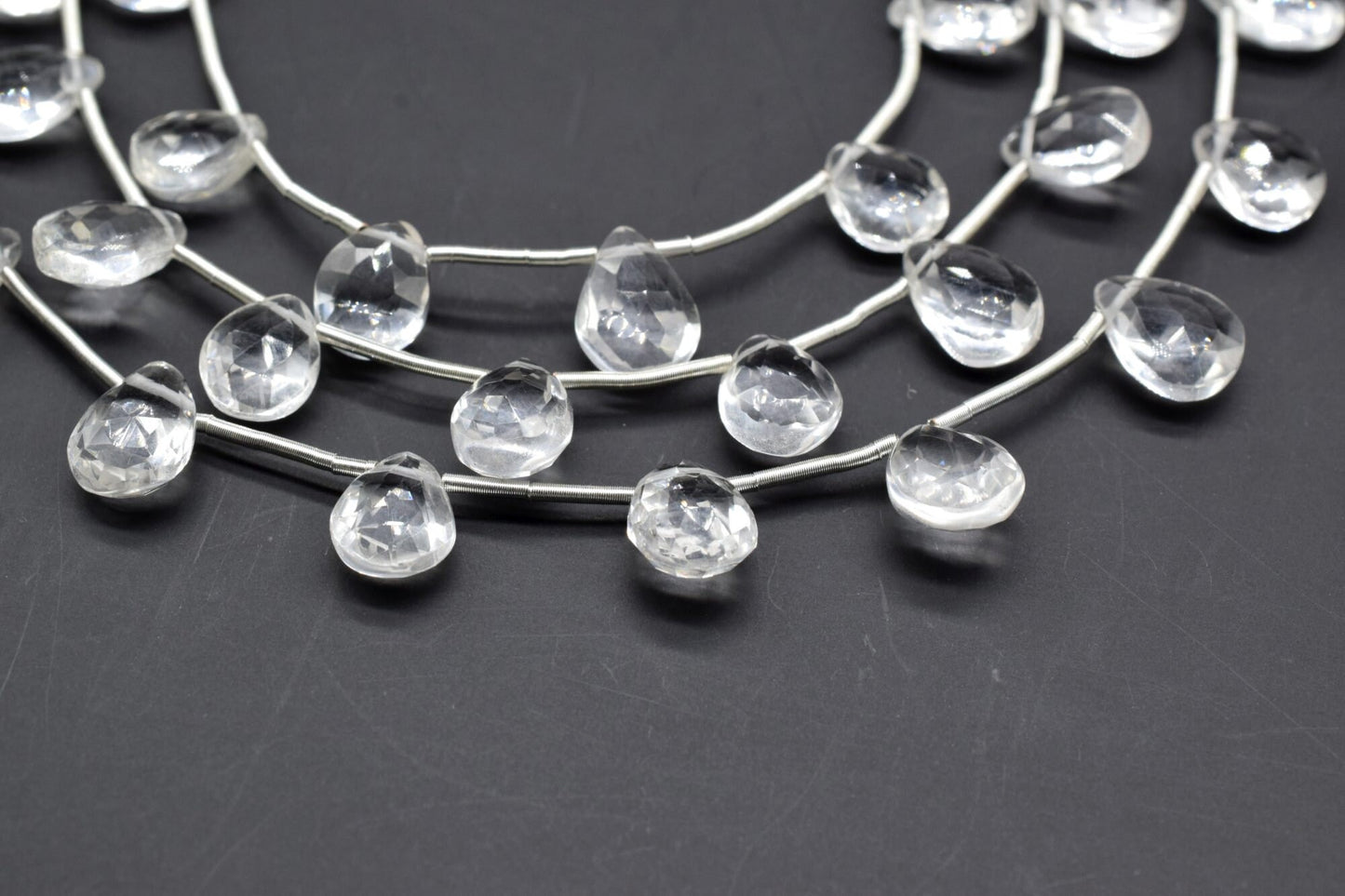 Crystal 7x10mm TearDrop Briolettes,Crystal Briolettes,Jewelry making beads,Craft beads,Crystal Pear shape Briolettes strand,Clear Quartz