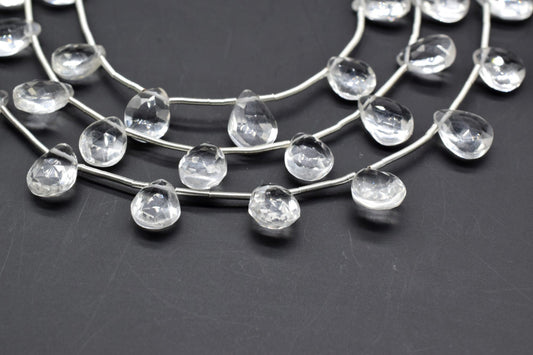 Crystal 7x10mm TearDrop Briolettes,Crystal Briolettes,Jewelry making beads,Craft beads,Crystal Pear shape Briolettes strand,Clear Quartz