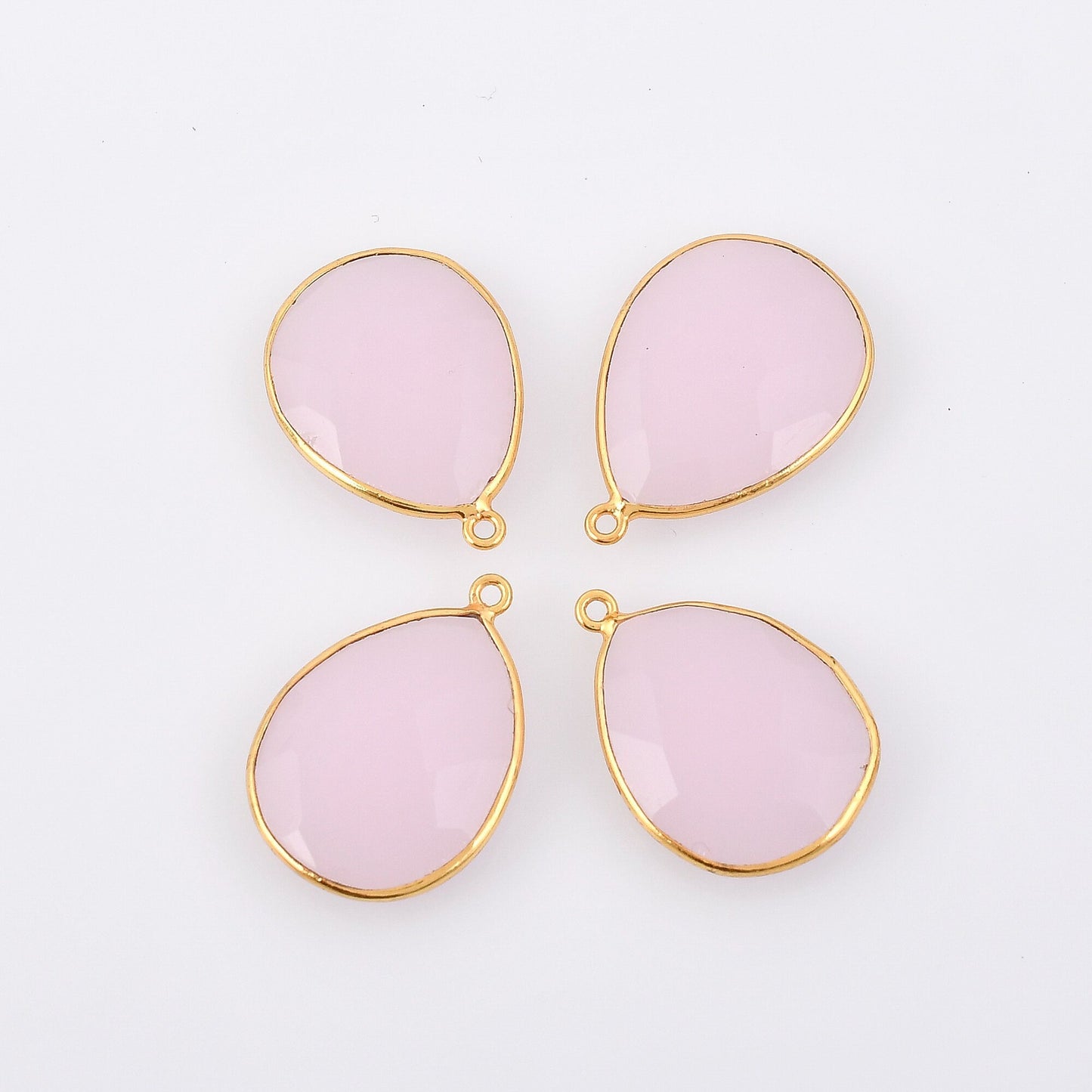 Pink Chalcedony 18x23mm Bezel charm,Pink Chalcedony Teardrop Gold Plated bezel,Gold Vermeil Bezels,jewelry making charm,Gold-Filled bezels