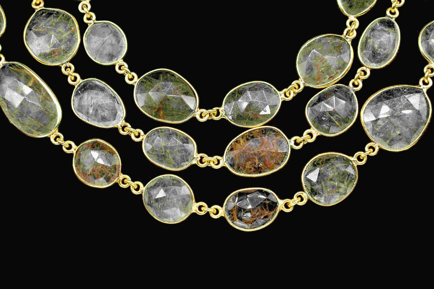 Golden Rutile Connector link Chain, Gold Rutile Bezel Chain, Rutile free Shape Connector Chain, Gold Rutile station handmade link Connectors
