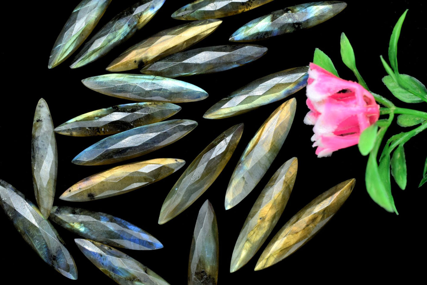 Labradorite Faceted Marquise Briolettes, 10x34mm Marquise Briolettes, Grey Gemstone Briolettes, Fancy Shape, Teardrop Briolettes, Jewelry