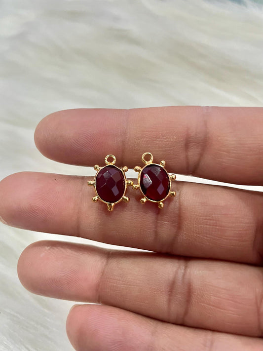 Garnet Gemstone 8x10mm Oval shape charm,Garnet Gold Plated Single Bail Pendant,Garnet Gemstone Faceted jewelry,Garnet Connector Pendant,Gift