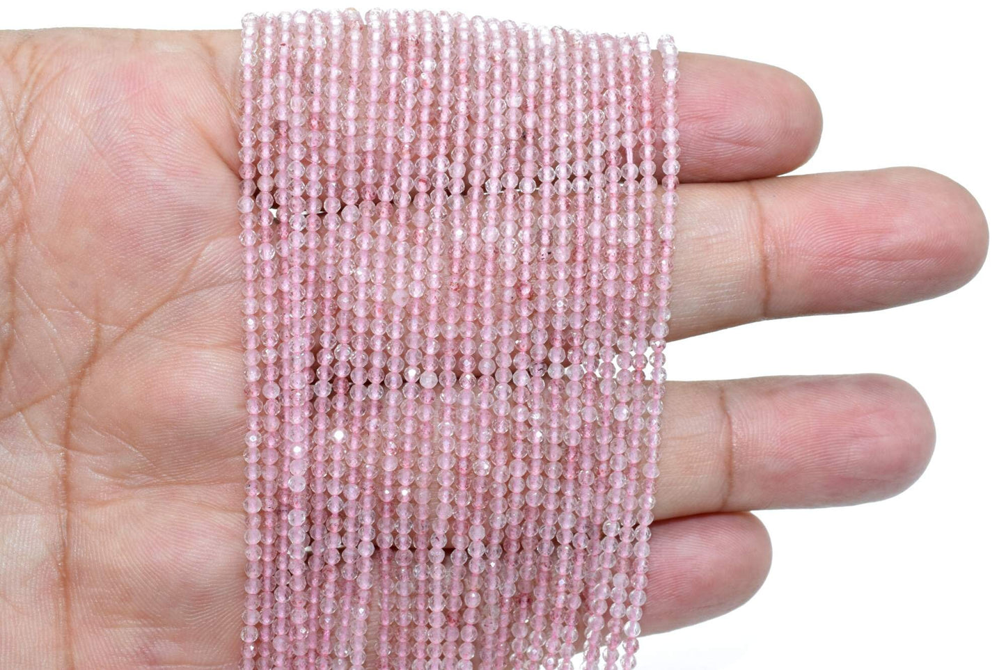 Pink STRAWBERRY beads,Quartz stone beads,2mm Faceted beads,jewelry making craft,Strawberry Quartz beads,pink beads strand,AAA Quality beads