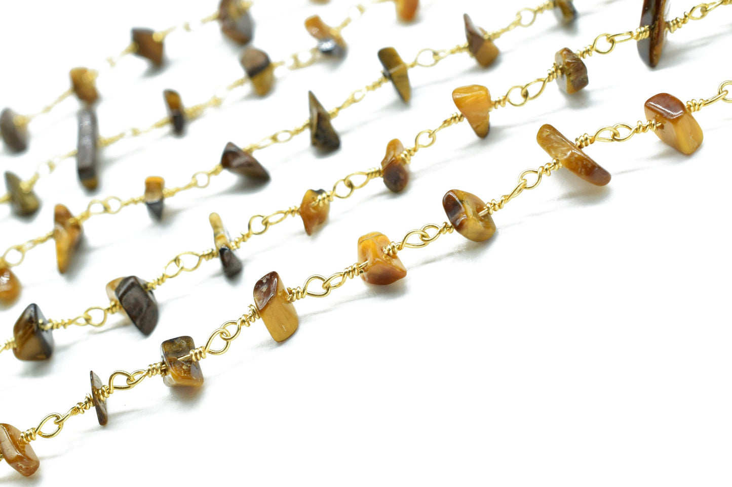 Tiger Eye Chips Rosary Chain,Nugget Rosary Chain,,Finding Wire Wrap Necklace Chain,Gemstone Rosary Chain,Handmade Jewelry Carft Supplies