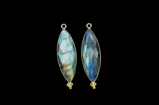 Labradorite 10x30mm Bezel charms,Labradorite Gemstone Connectors,Jewelry making Supplies,Labradorite marquise Pendant,Labradorite Jewelry