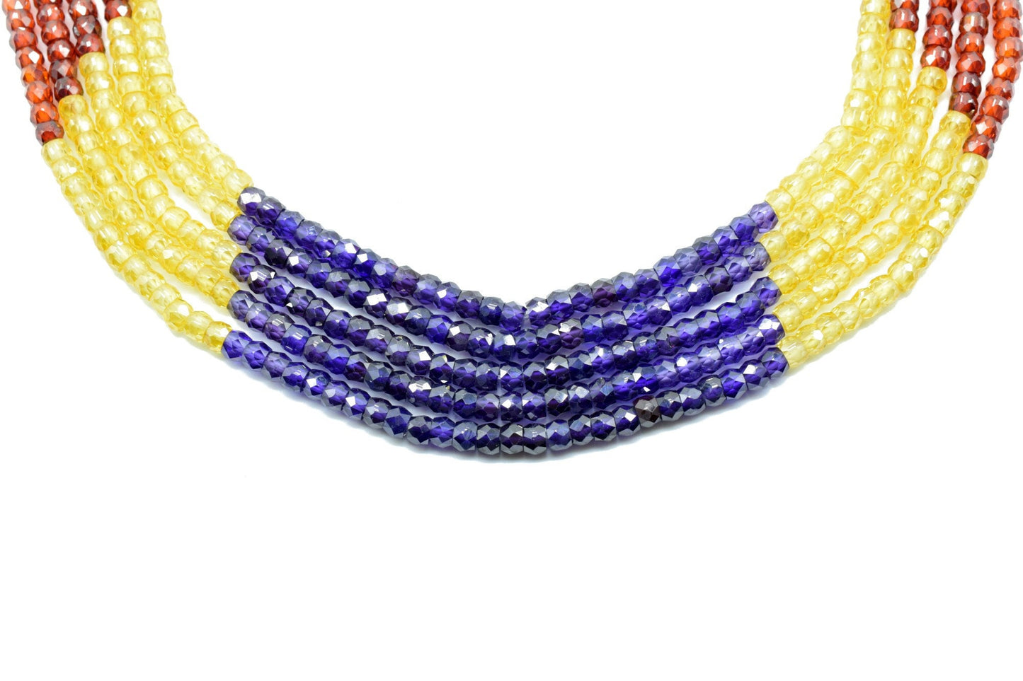 5 Strands AAA Quality Multi stones 3mm Faceted Rondelles Ready To Wear Necklace,Multi Zircon Rondelles Beads 3mm,CZ Rondelle Beaded Necklace