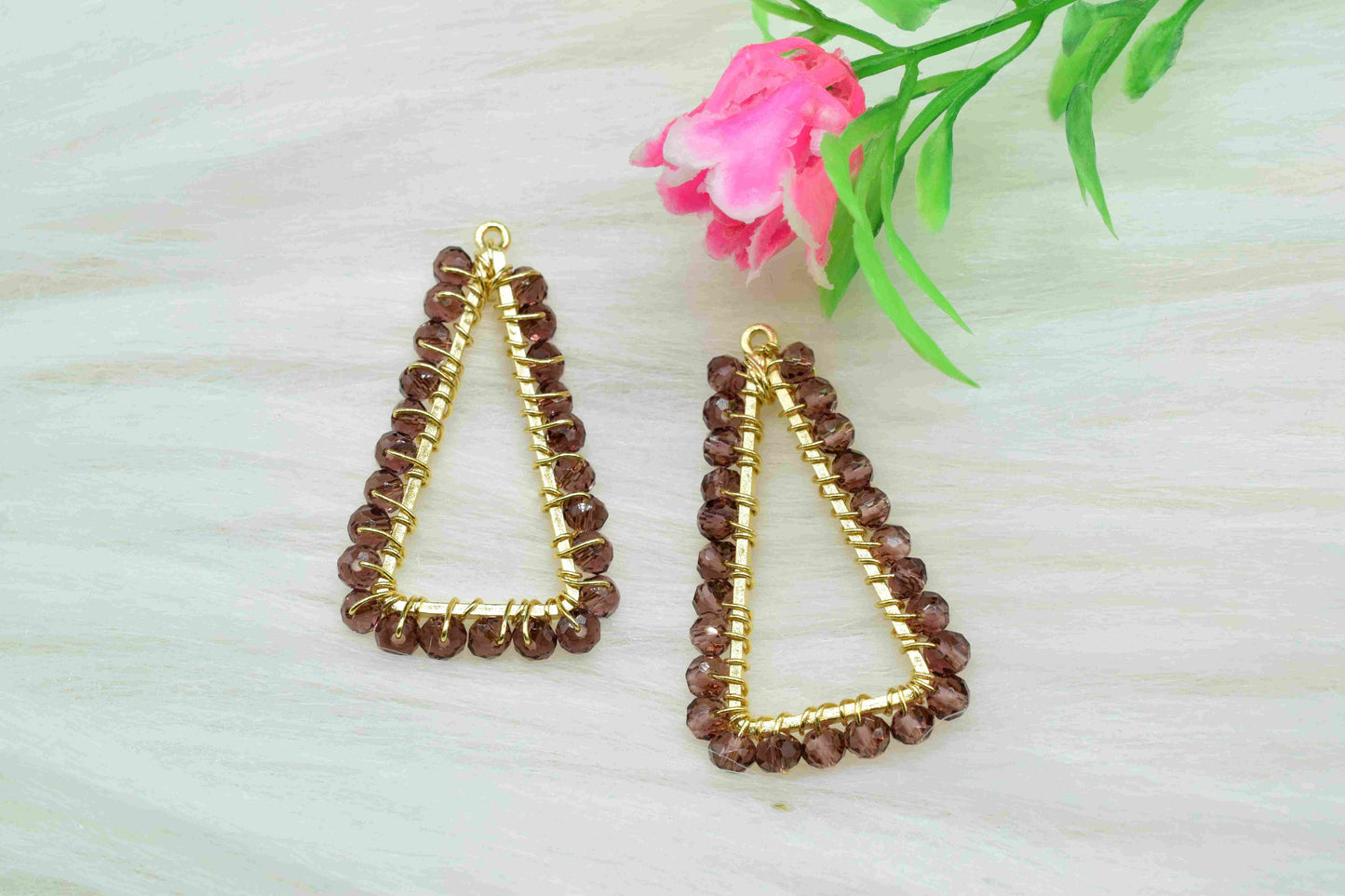 Amethyst Quartz Dangle Earring Component, Gemstone Wire Wrapped Component, Beaded Earring Connector,Finding Necklace Connector,Amethyst Gift