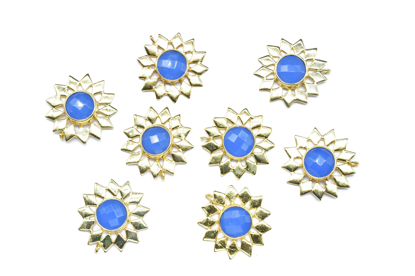 Handmade Flower Pendants,Star Findings Pendant Charms,Gemstone Beads Jewelry,Station Bezel Link,Craft Supplies,Single Bail Connectors,gift