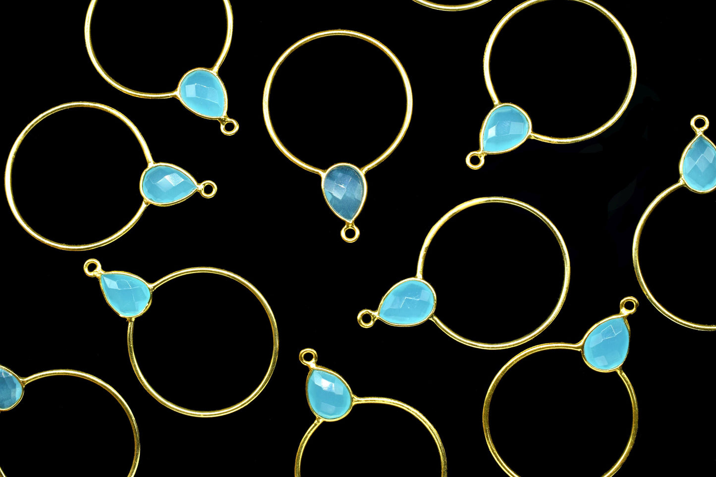 Gemstone Teardrop Earrings,Circle Handmade Pendants,Single bail Station Connector Jewelry,Earring Components,Findings Bezel Charms Pendants