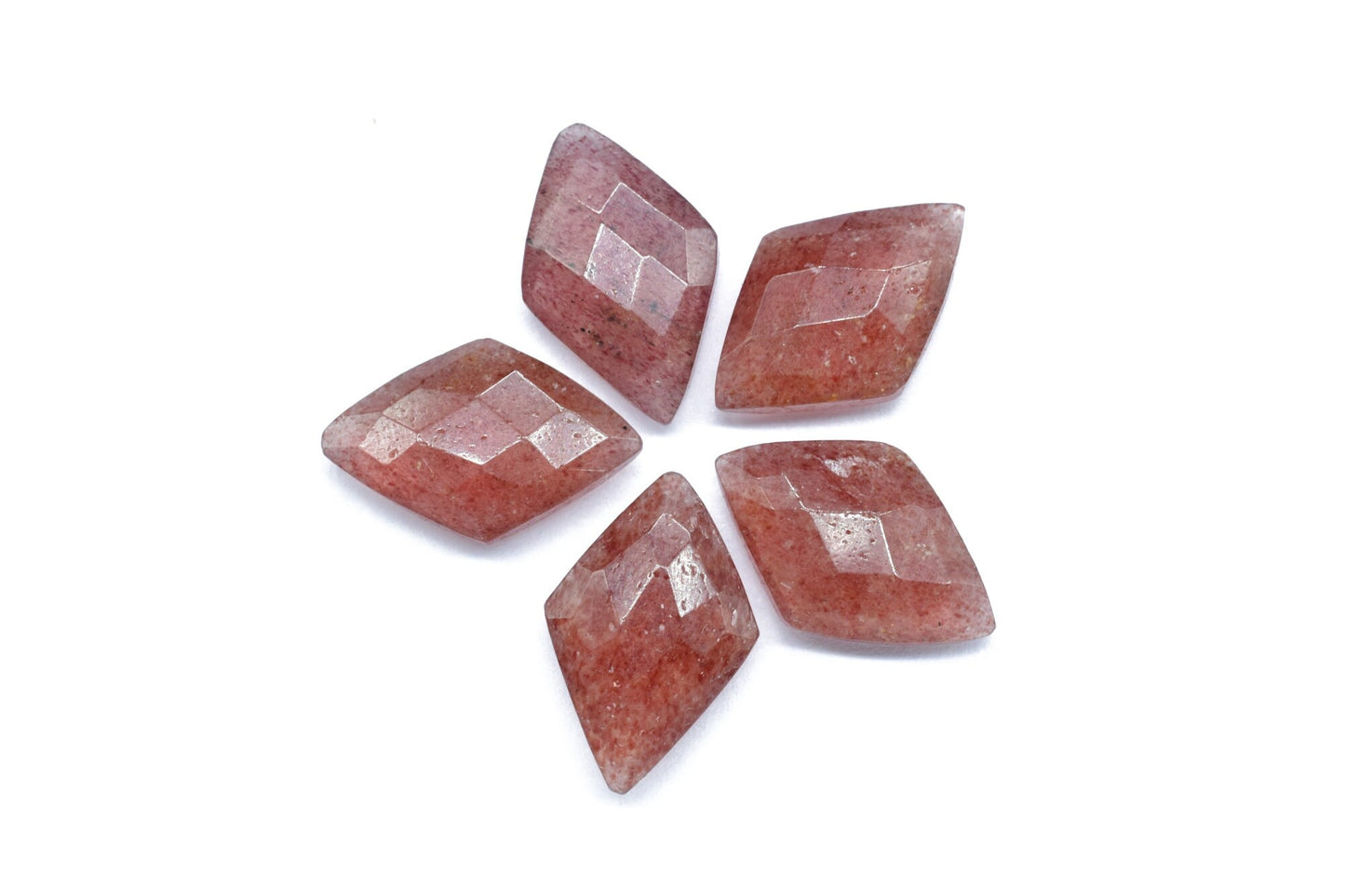 Pink Strawberry 12x18mm Faceted Diamond shape Briolettes,fancy briolettes,Pink Strawberry Briolettes,Natural Pink Strawberry Faceted stones