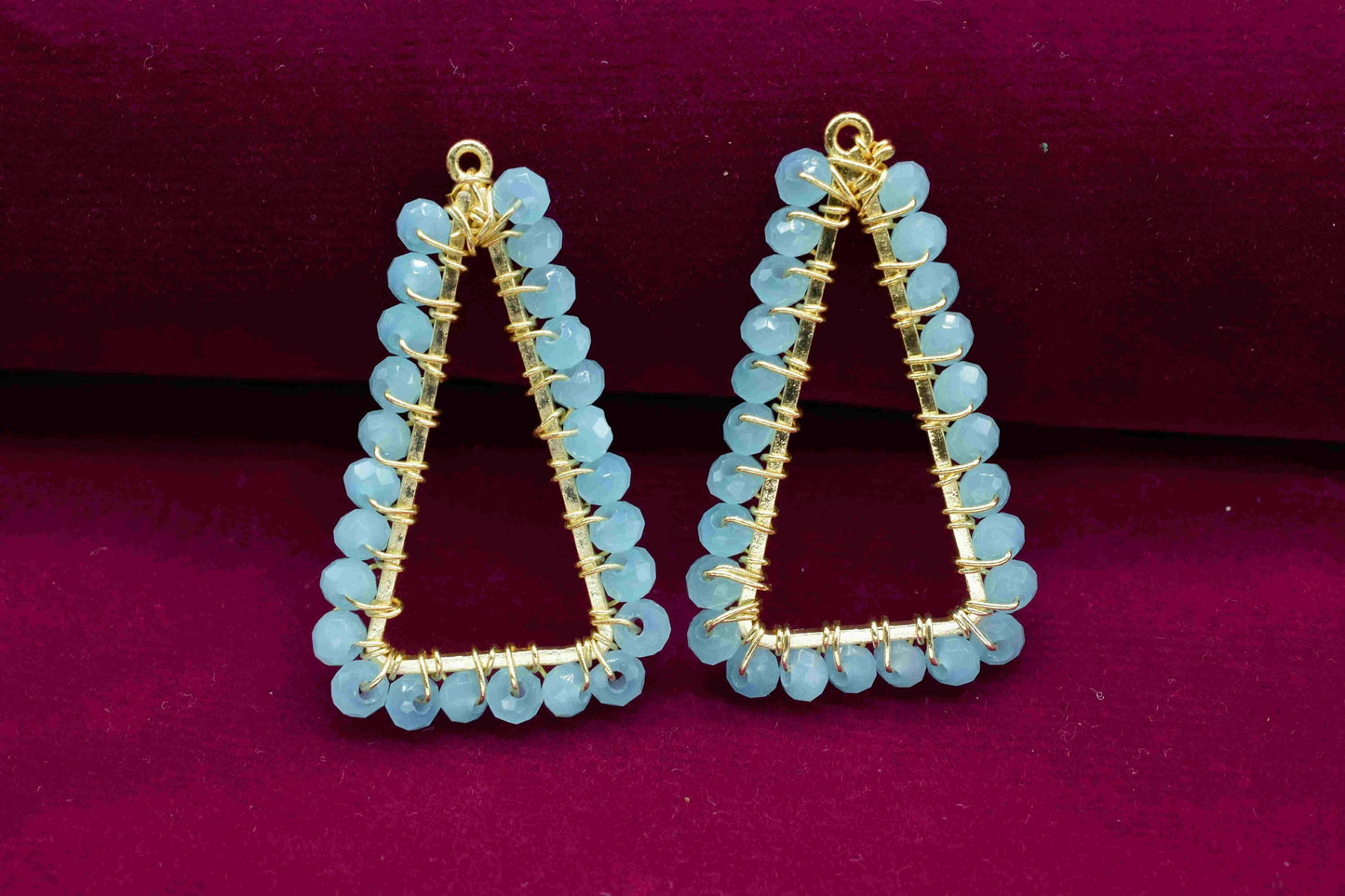 Aqua Quartz Wire Wrapped Dangle Earring, Gemstone Component,Handmade Connector,Beaded Earring Connector,Finding Necklace,Aqua Quartz Jewelry