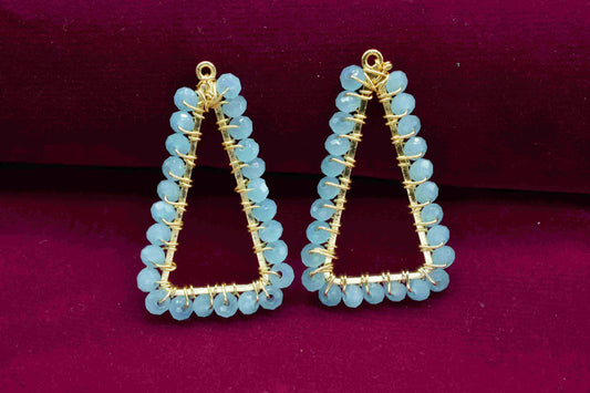 Aqua Quartz Wire Wrapped Dangle Earring, Gemstone Component,Handmade Connector,Beaded Earring Connector,Finding Necklace,Aqua Quartz Jewelry