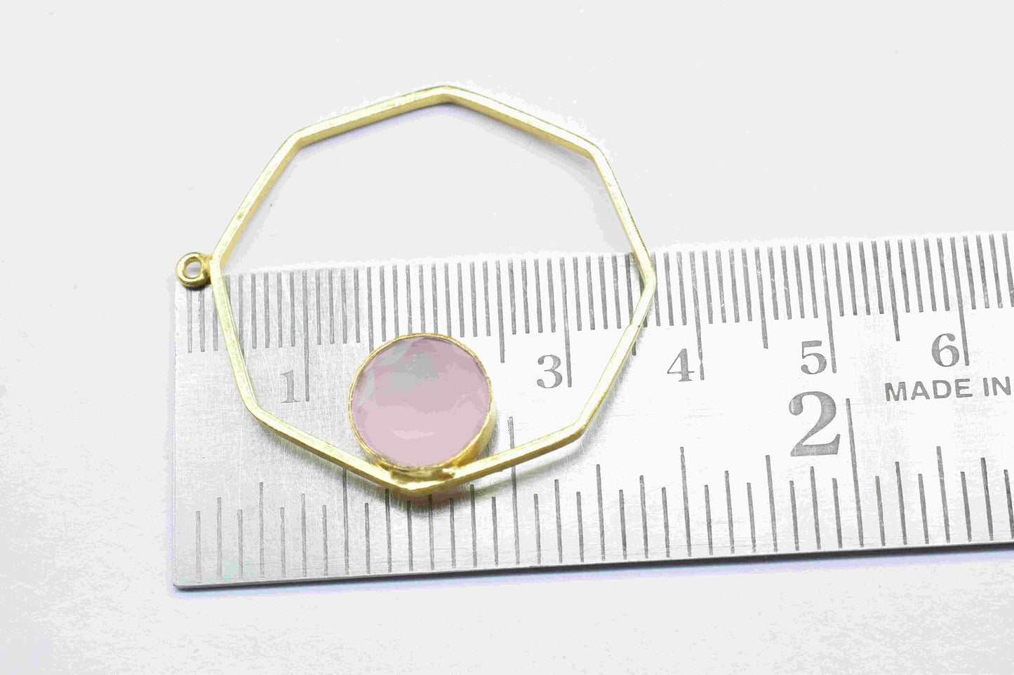 Rose Quartz Gemstone Pendant, Gemstone 10mm Round Shape Component, Finding 32mm Hexagon Shape Pendants Jewelry,Rose Quartz Earring Connector