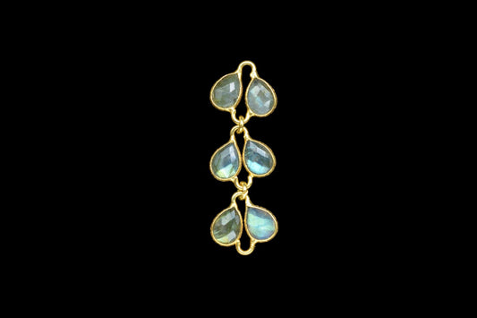 Natural Labradorite Pendant Charms/Gold Plated Jewelry/Handmade Jewelry/Labradorite Chamr/Brass Connnector Charm/Women Jewelry/Birthday Gift