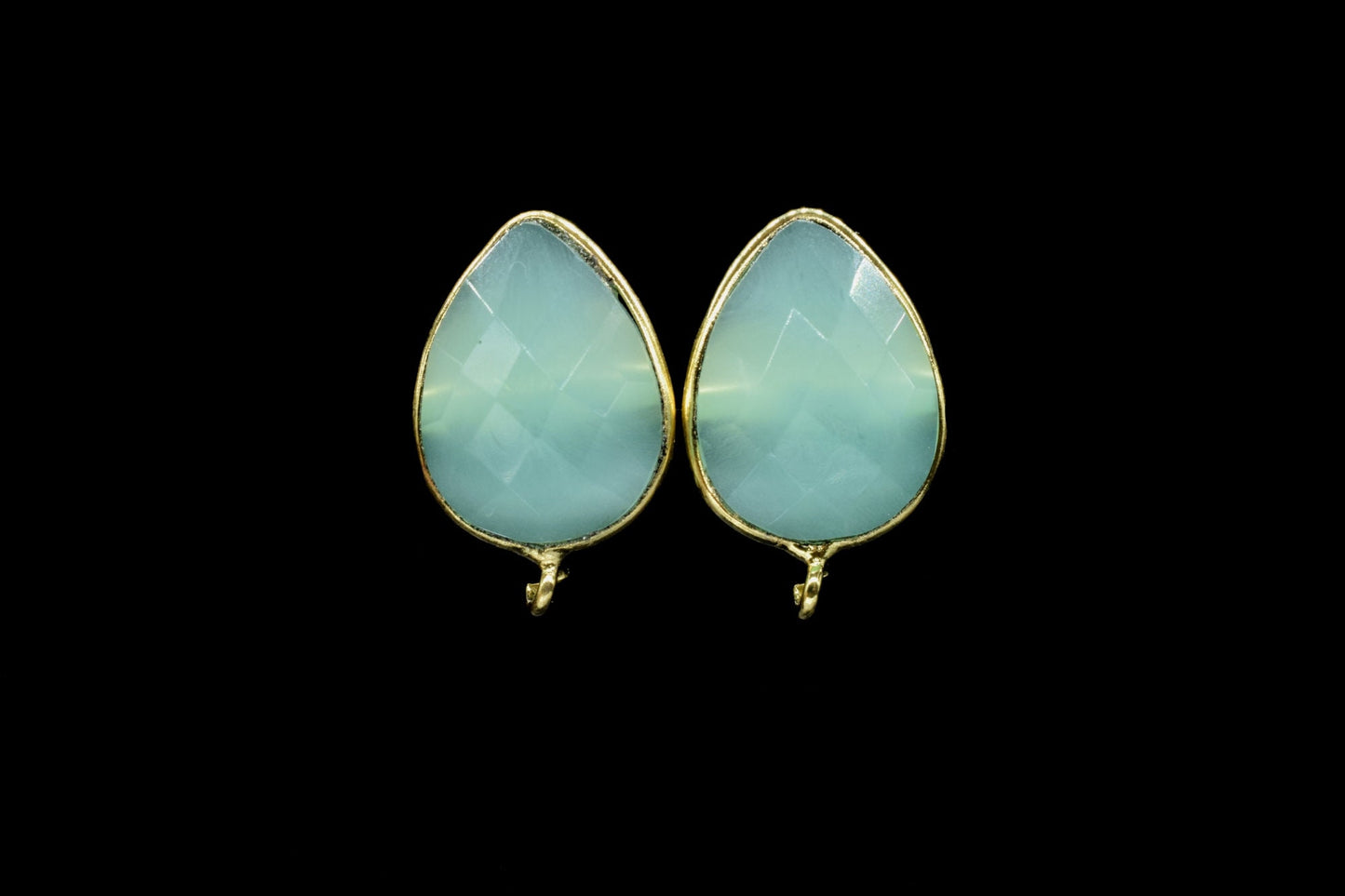 Aqua Chalcedony Earring Connector,Jewelry Making,Ear Post Studs Connector,Single Bail Earrings Connector,Finding Earring Connector,Gift