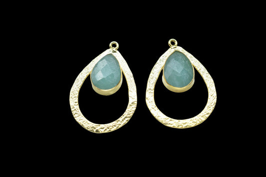Amazonite Gemstone Pendant/Pear Shape Pendant/Bezel Pendant/Jewelry making Stone/Gold Plated Jewelry/Connector Jewelry/Handmade/Gift