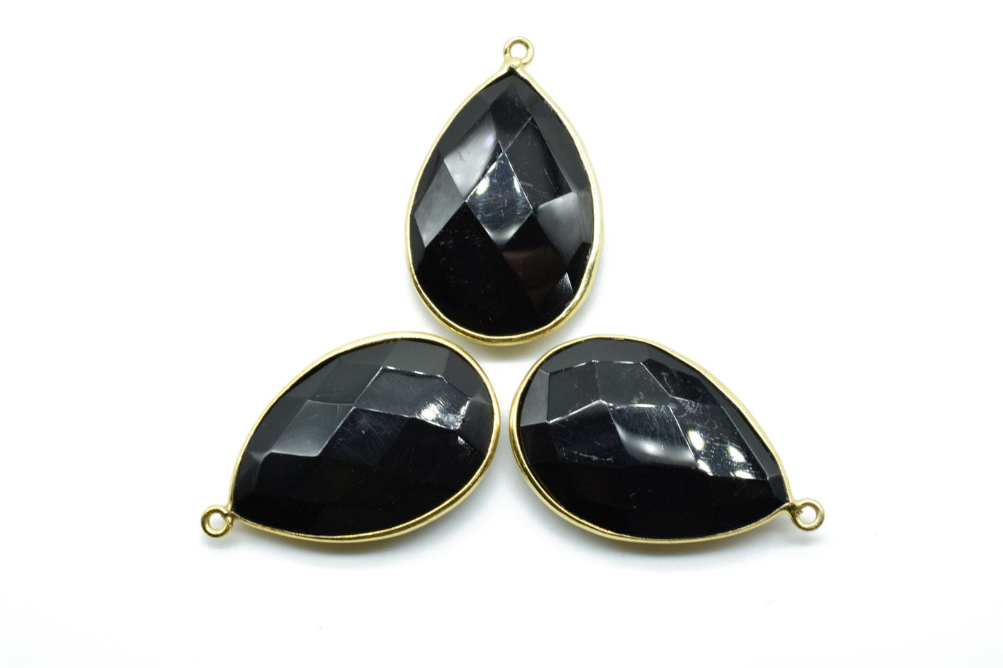 Black onyx 20x30mm Pear Shape Single bail connectors,Black onyx Pendant,Black onyx Pear Gold Plated bezel,jewelry making charm,black onyx