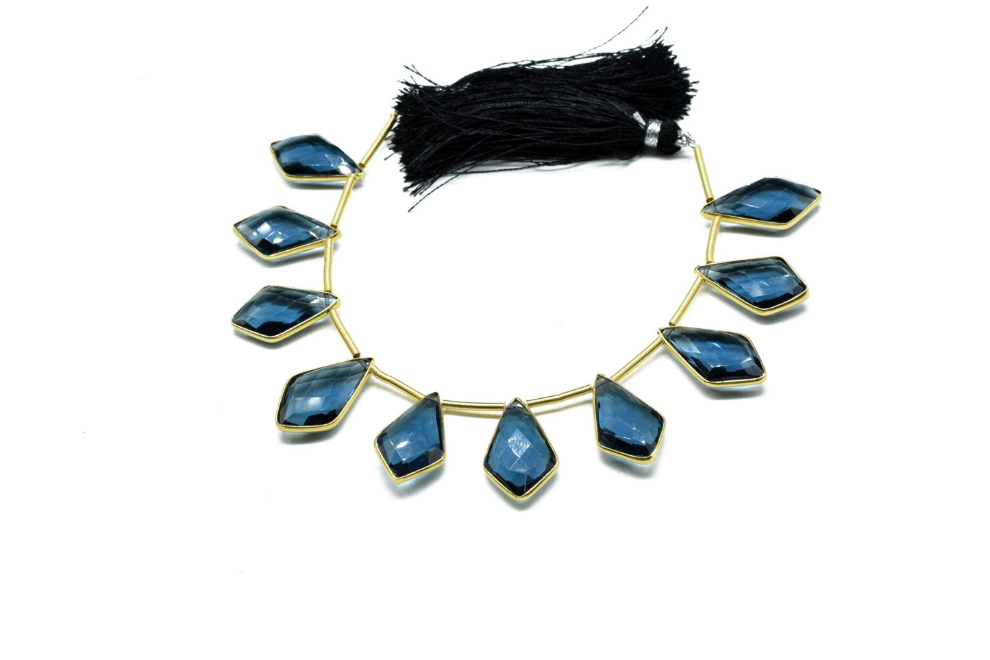 Kyanite 12x20mm Gold plated 11 pieces strand, Handmade Gemstone Connectors, Kyanite Single Bail Connectors,Kyanite  Charms Making Jewelry