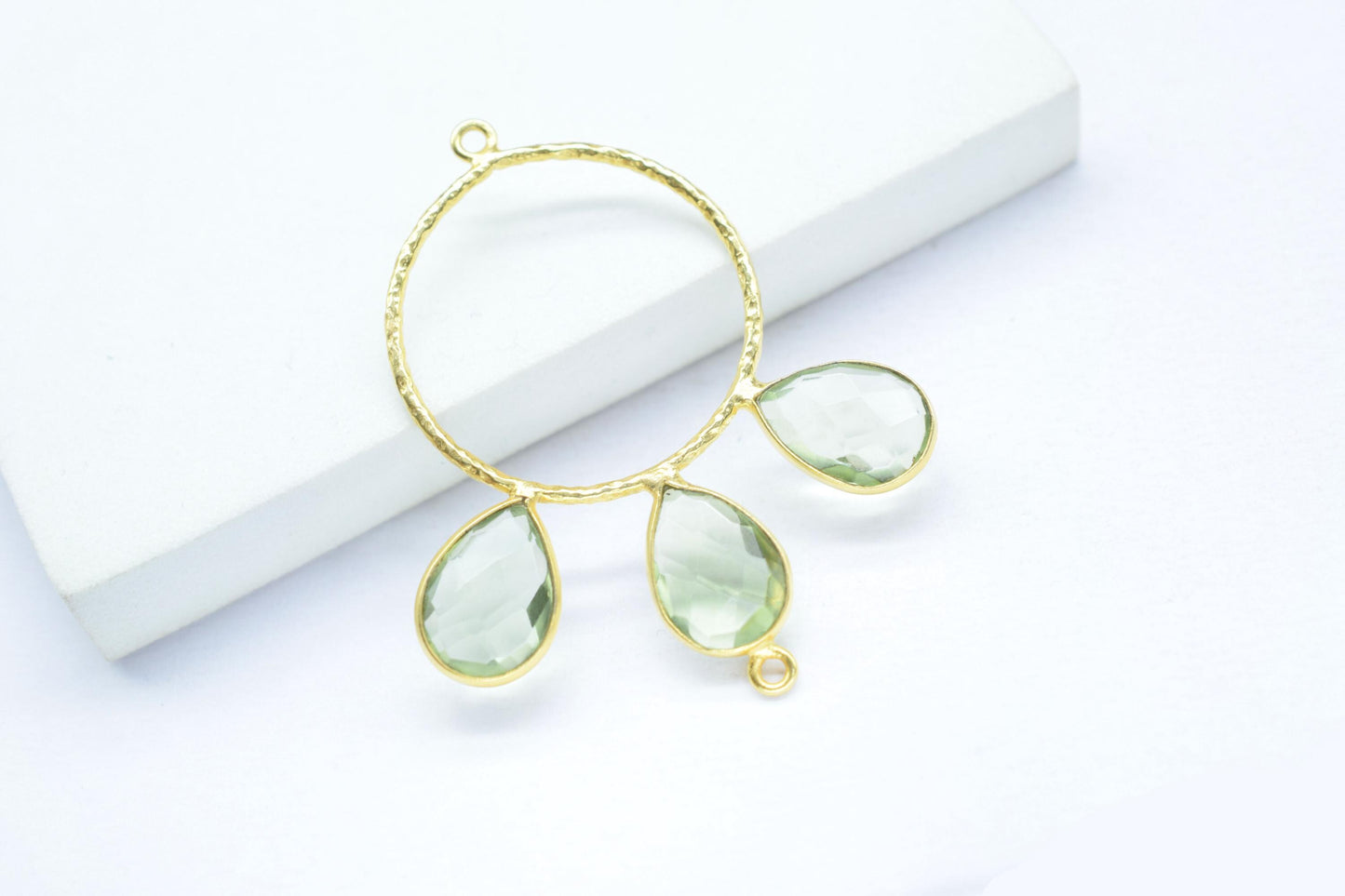 Green Amethyst Jewelry Pendant/Gold Plated Jewellery/Connector Jewellery/Gemstone Jewellery/Brass Connector Jewellery/Double Bail Pendant/