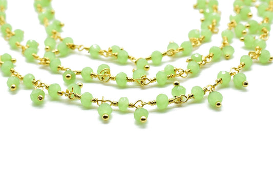 Prehnite Cluster Beaded Chain,Bead Chain,Dangling Chain,Thick Chain, Gold Wire Wrapped Prehnite Quartz Beaded chain,Handmade beaded chains
