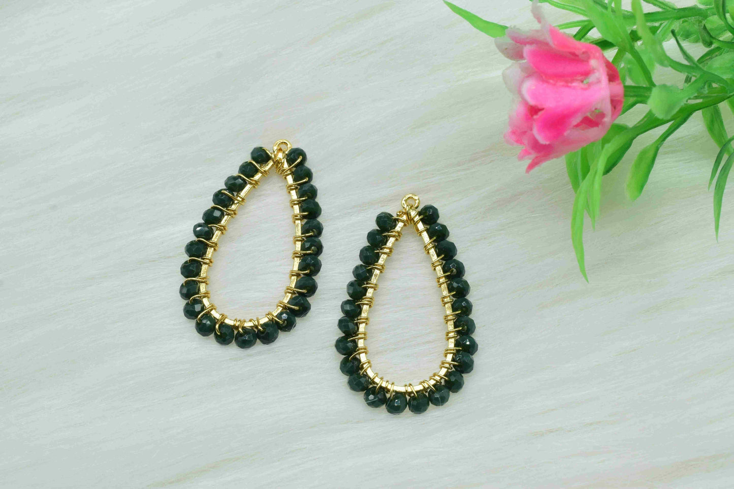 Green Agate Beaded Earring Connector,Gemstone Wire Wrapped Components,Pendant Jewelry Connector,Finding Necklace,Green Agate Jewelry,Gift