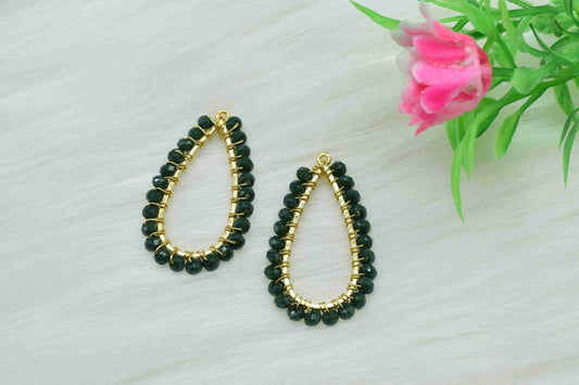 Green Agate Beaded Earring Connector,Gemstone Wire Wrapped Components,Pendant Jewelry Connector,Finding Necklace,Green Agate Jewelry,Gift