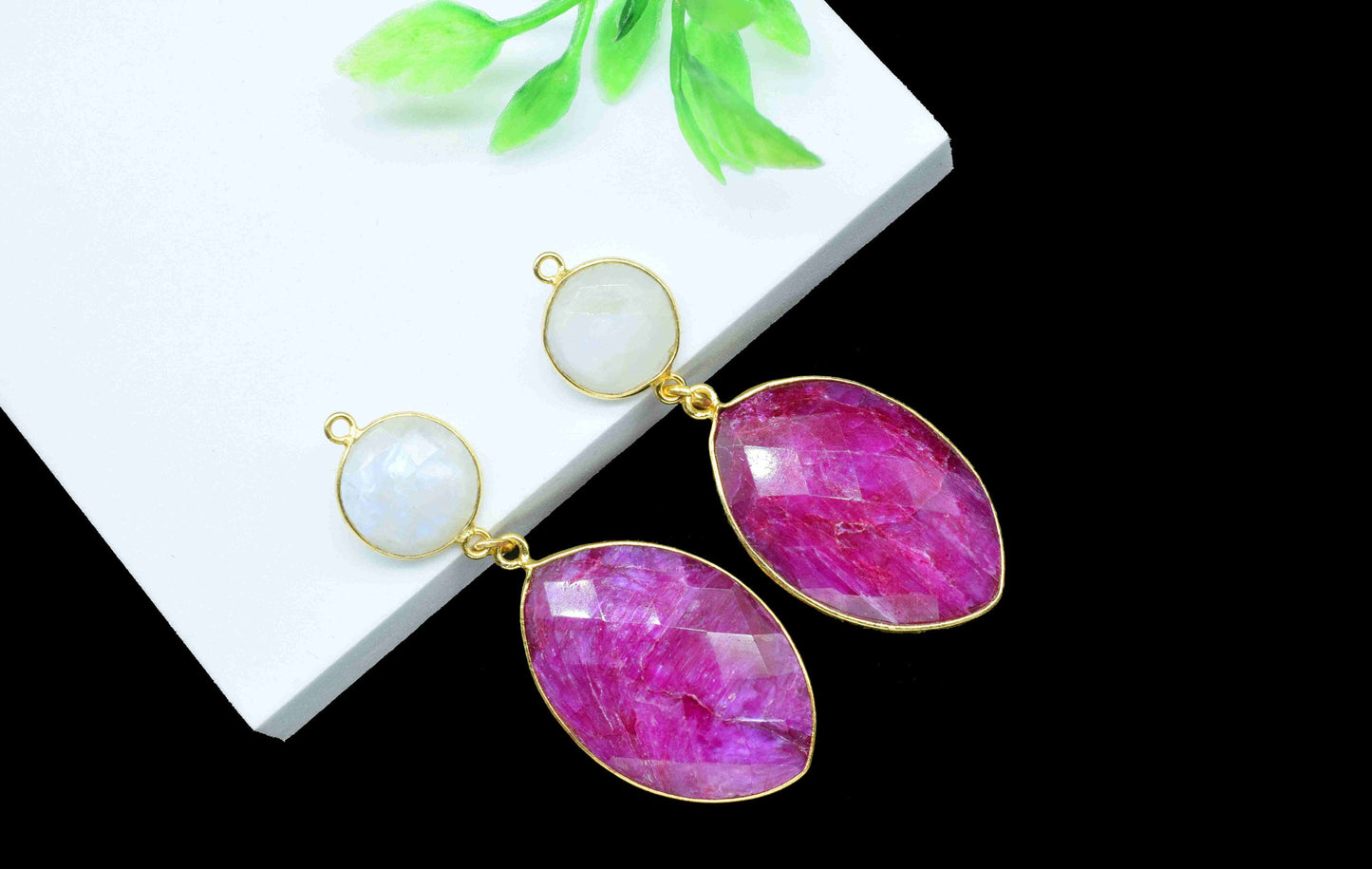 Natural Ruby Dangle pendant Connector,Handmade jewelry,Rainbow pendant Charms,Component pendant,Station Link,Multi Gemstone Dangle Earring