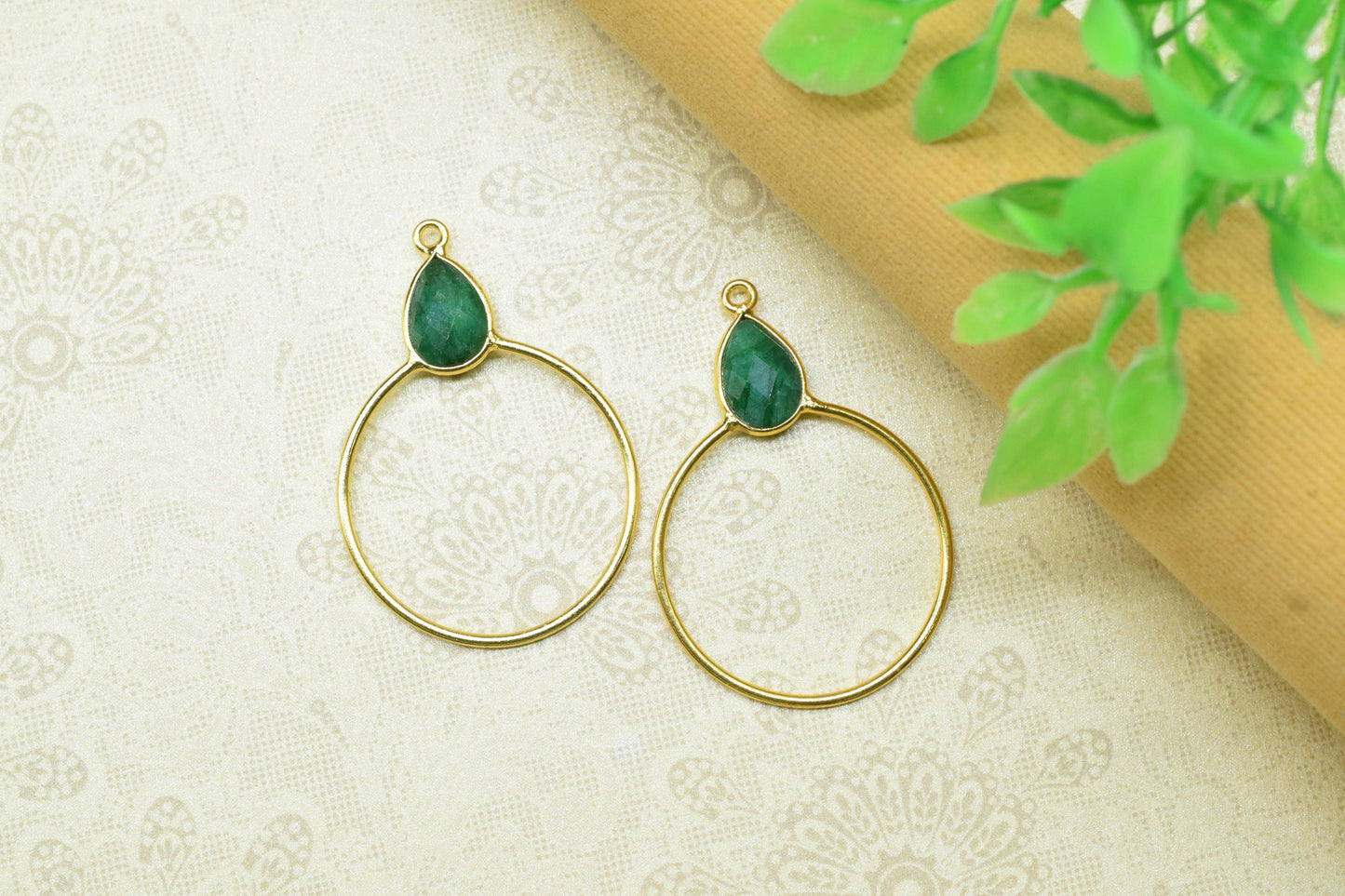Gemstone Teardrop Earrings,Circle Handmade Pendants,Single bail Station Connector Jewelry,Earring Components,Findings Bezel Charms Pendants