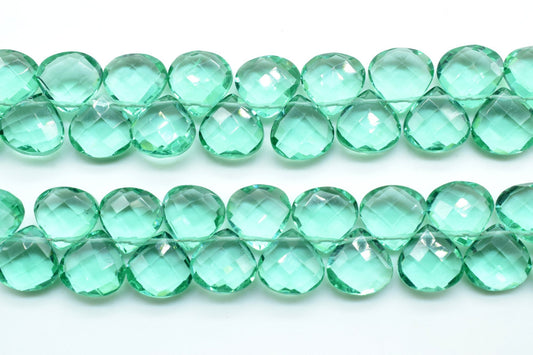 green  Apatite Faceted 10mm Heart Shape Briolettes,Side drilled Briolette,Finest Apatite Briolette,Handmade Briolette, Birthstone briolettes