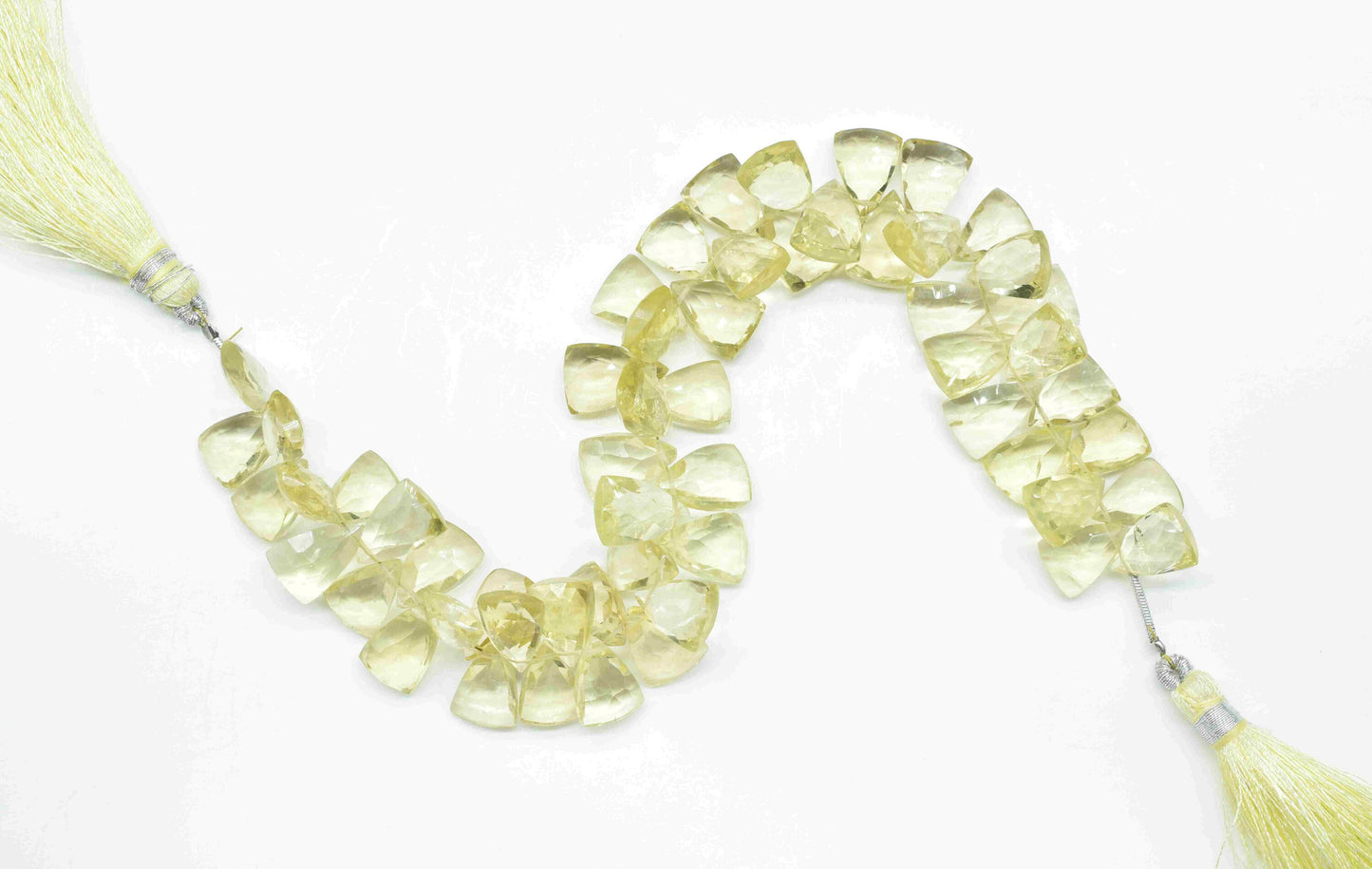 Natural Lemon Quartz Faceted Briolettes,Handmade Station Link,Strand Bead jewelry,Gemstone Triangle Beads Necklace,Lemon Quartz Jewelry Gift