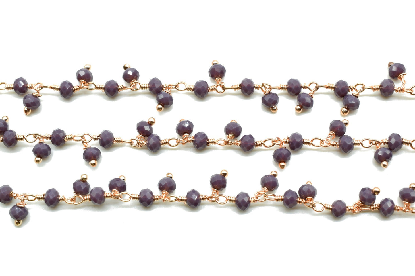 Purple Chalcedony Cluster Rosary Chain,Handmade Jewelry Making Wire Wrapped Beaded Chain By Foot, Necklace, Chalcedony CLUSTER Rosary chain