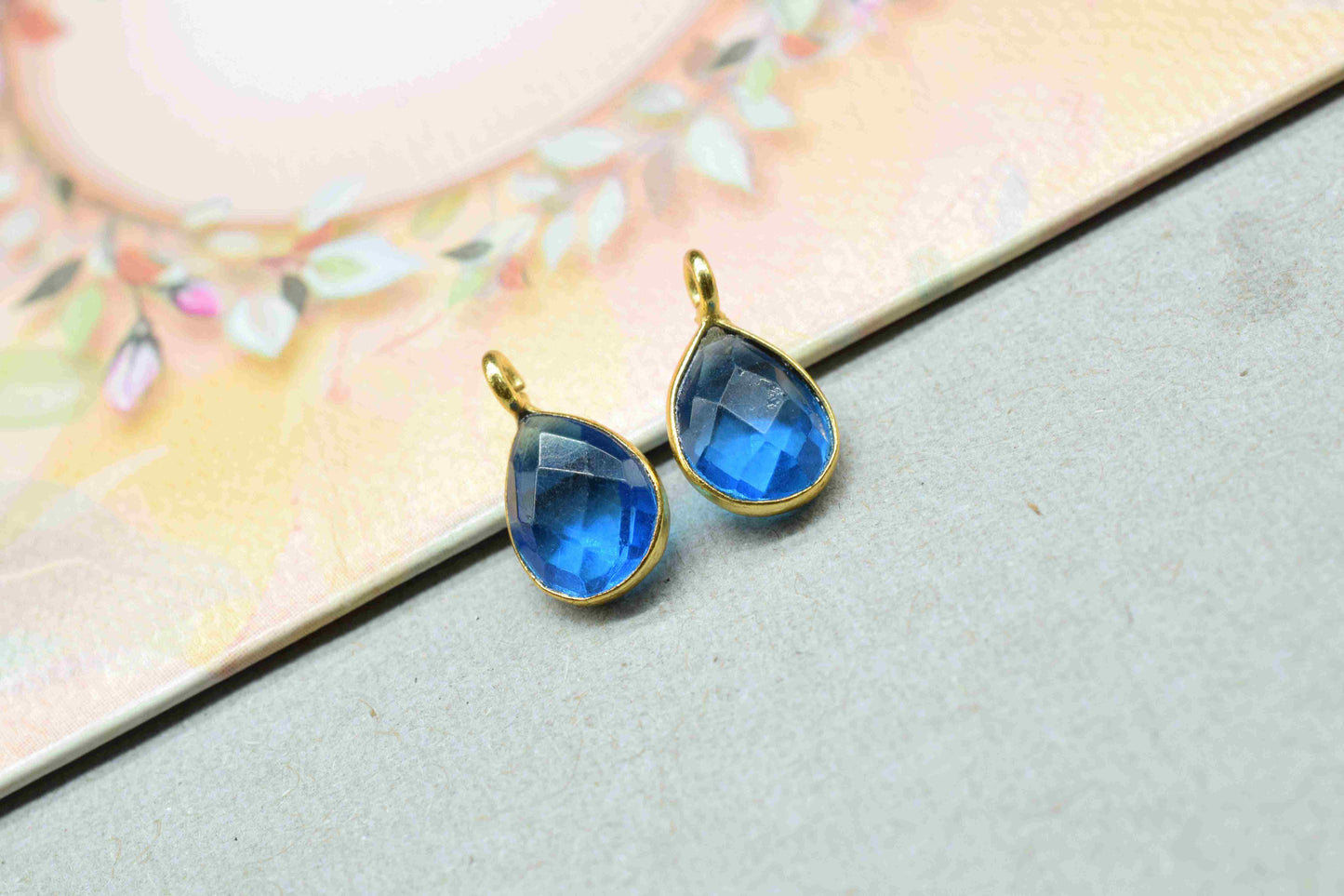 London Blue Topaz 6x8mm Teardrop Pendant,Blue Topaz Gemstone Component,Blue Topaz Necklace,Pendant Connector,London Blue Topaz Earring, Gift