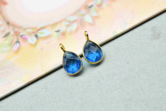 London Blue Topaz 6x8mm Teardrop Pendant,Blue Topaz Gemstone Component,Blue Topaz Necklace,Pendant Connector,London Blue Topaz Earring, Gift