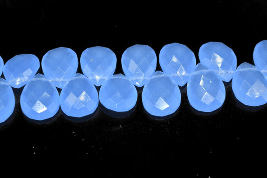 Blue Chalcedony briolettes,Side drilled Briolette,Jewelry making supplies,Handmade chalcedony Briolette,9x13 size faceted brioletts beads