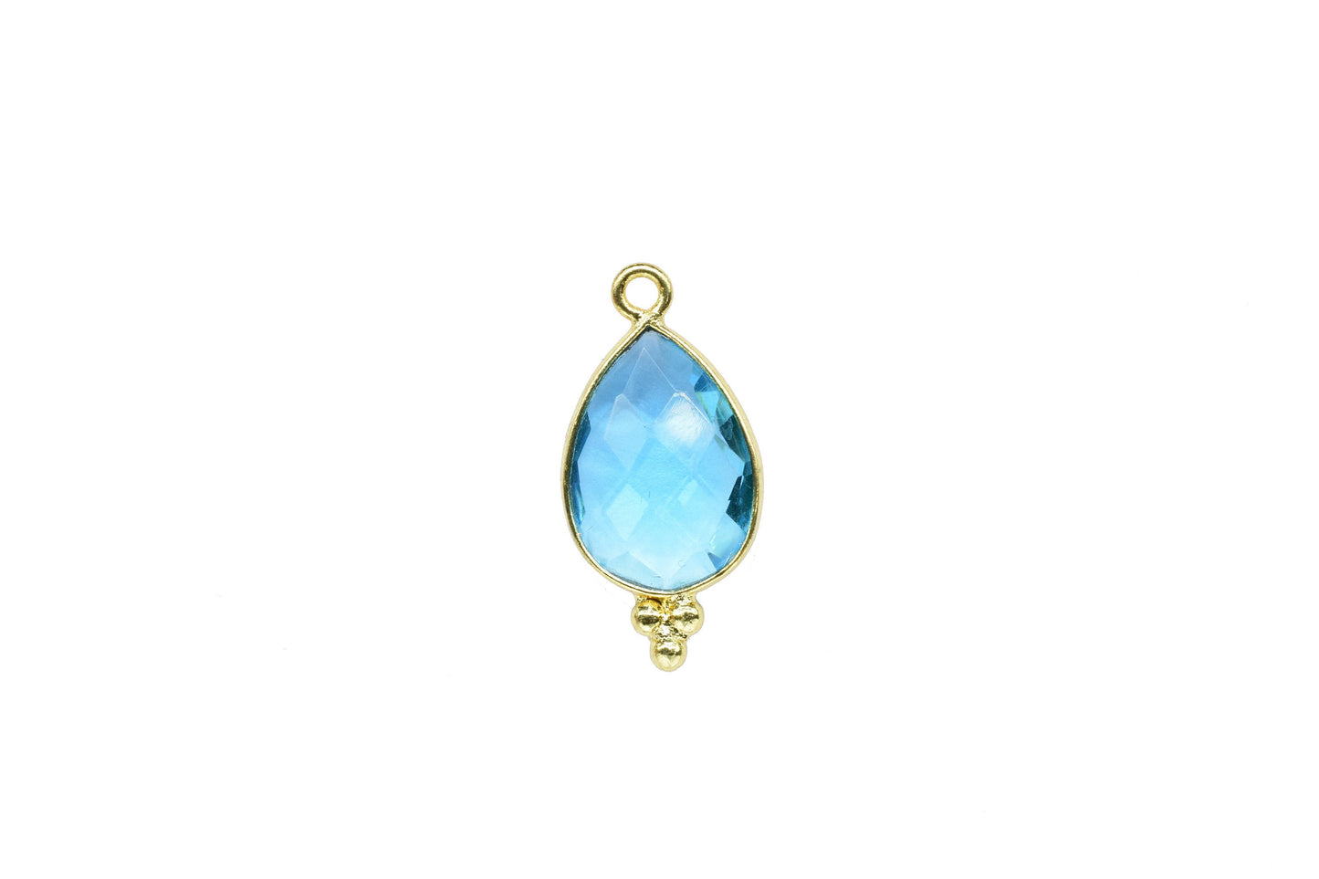Sky Topaz 10x14mm Teardrop Shape Connectors,Sky Topaz Gold Plated Bezels,Topaz Jewelry Making Charms,Sky Topaz Single Bail Charms Pendent