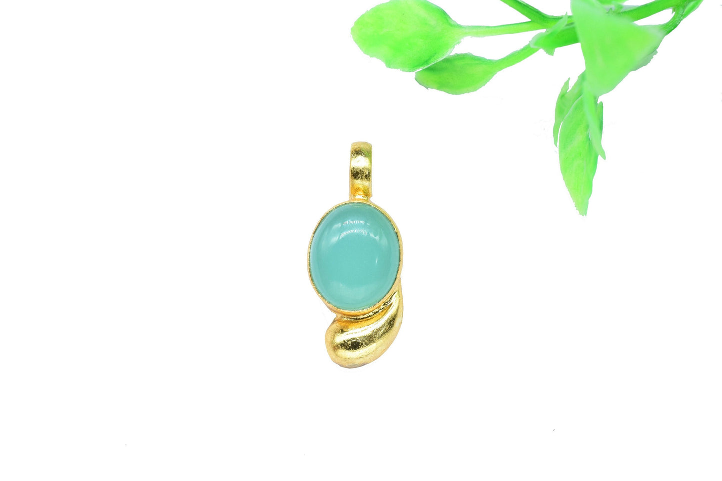 Aqua Chalcedony Cabechon Pendant,Statement Loop Pendant,Aqua Quartz Pendant,Boho Pendant jewelry,Handmade Pendant Charm,Gemstone Pendants