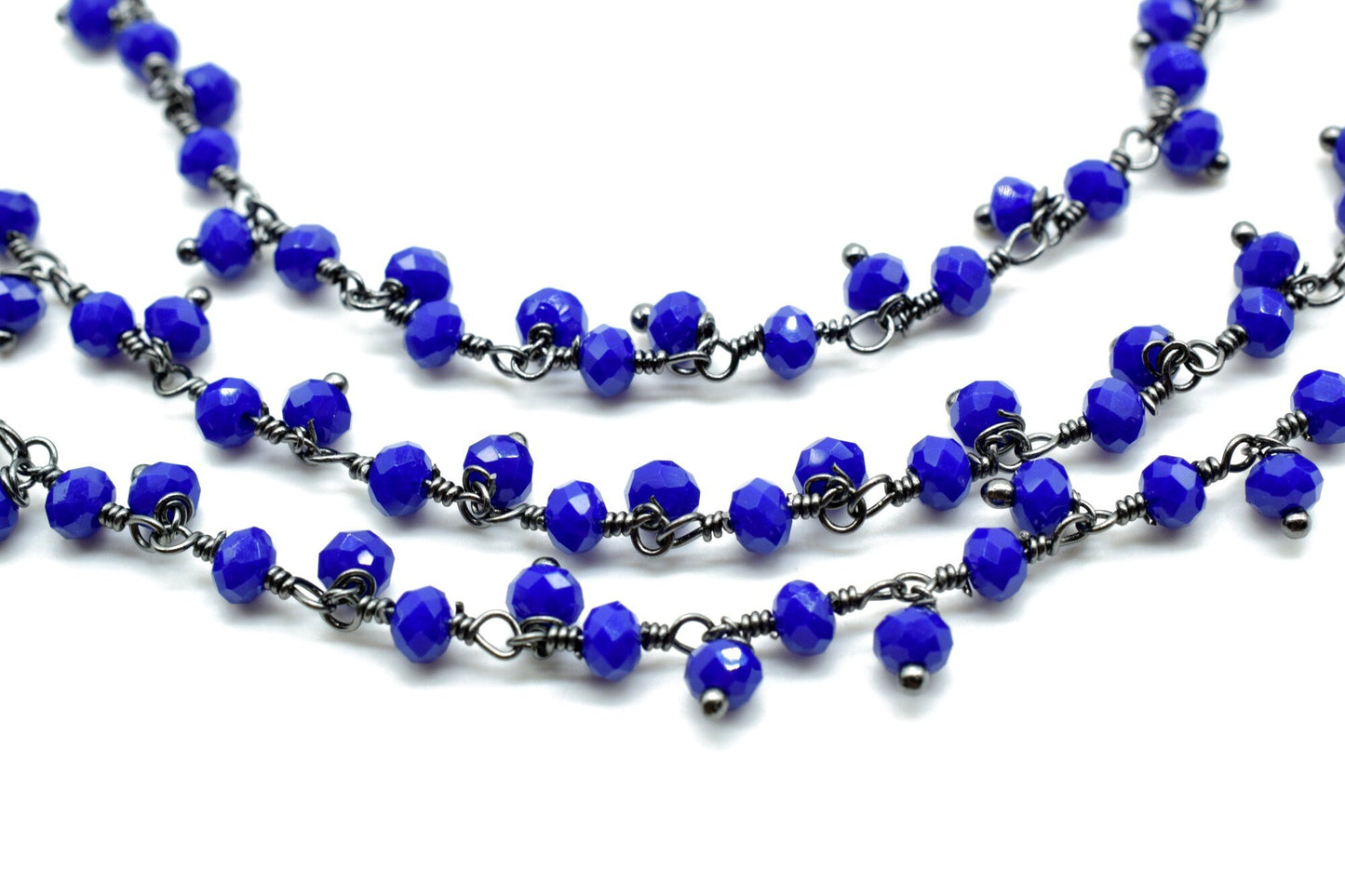 Lapis Lazuli Cluster Rosary Chain,dangling Chain,Thick Chain, Gold Wire Wrapped Chalcedony Quartz Beaded chain,Flower Chain,Chain by foot