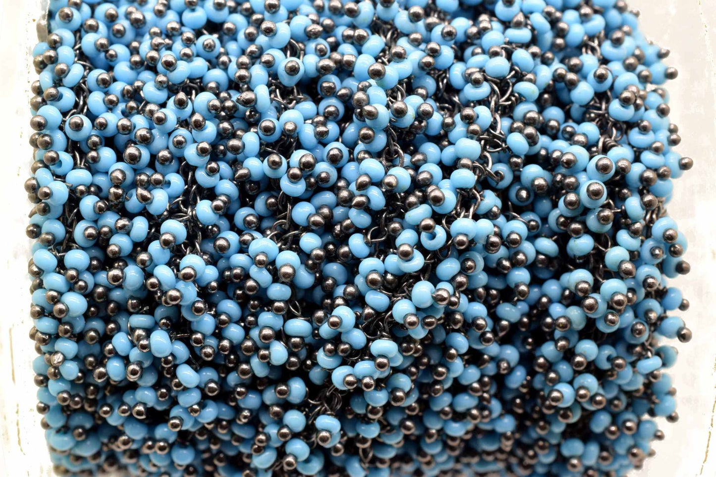 Turquoise wire 2mm cluster chain,Dangling Cluster Chain, Beaded Chain with Gold Plated Wire,Brass cluster beaded chain,Gold vermeil chain