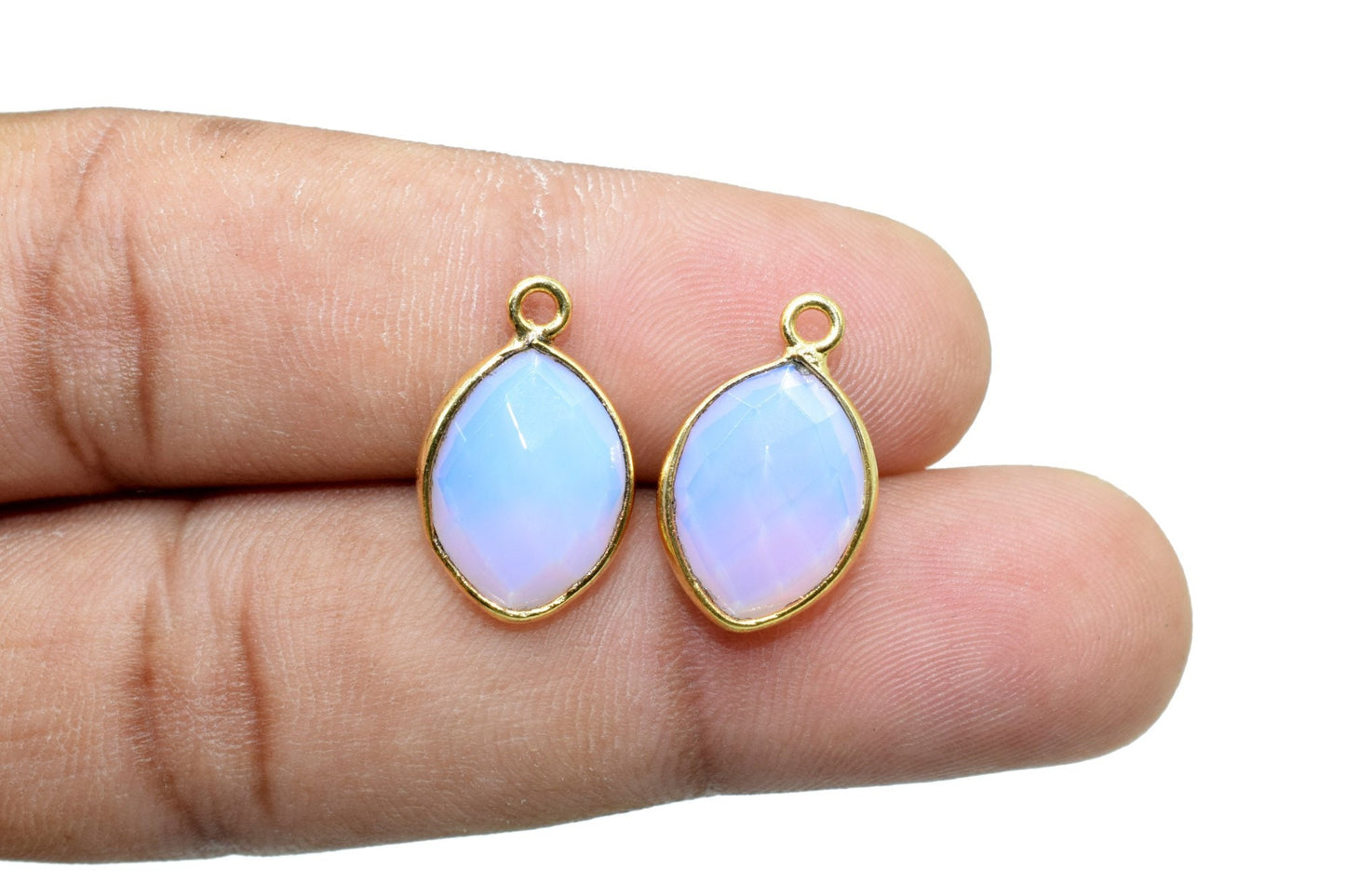Pink Opal 10x13mm eye shape single bail connectors,Pink Opal pendant,Pink opal Gold Plated bezel,Hot Selling Pink Opal Single loop Connector