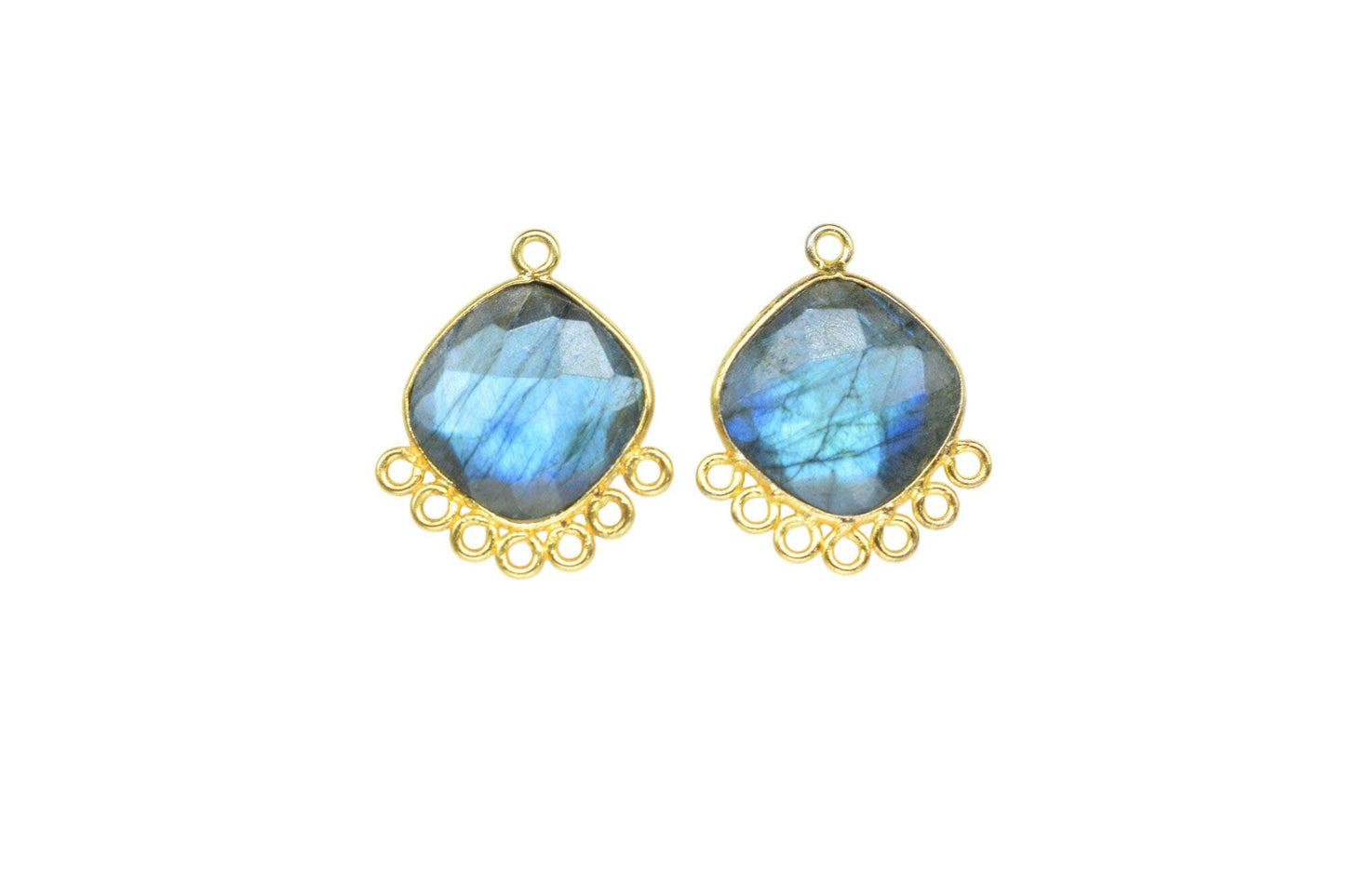 Labradorite 14mm Cushion Bezel Charms/Gemstone Single Bail/Component charm/Handmade Jewellery Connectors/Women Jewelry/Handmade Connector