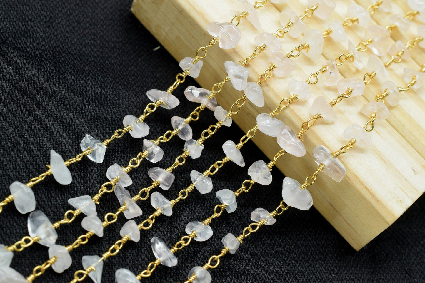 Rose Quartz Chips Rosary Chain,Nugget Rosary Chain,Finding Wire Wrap Necklace Chain,Gemstone Rosary Necklace,Handmade Jewelry Carft Supplies