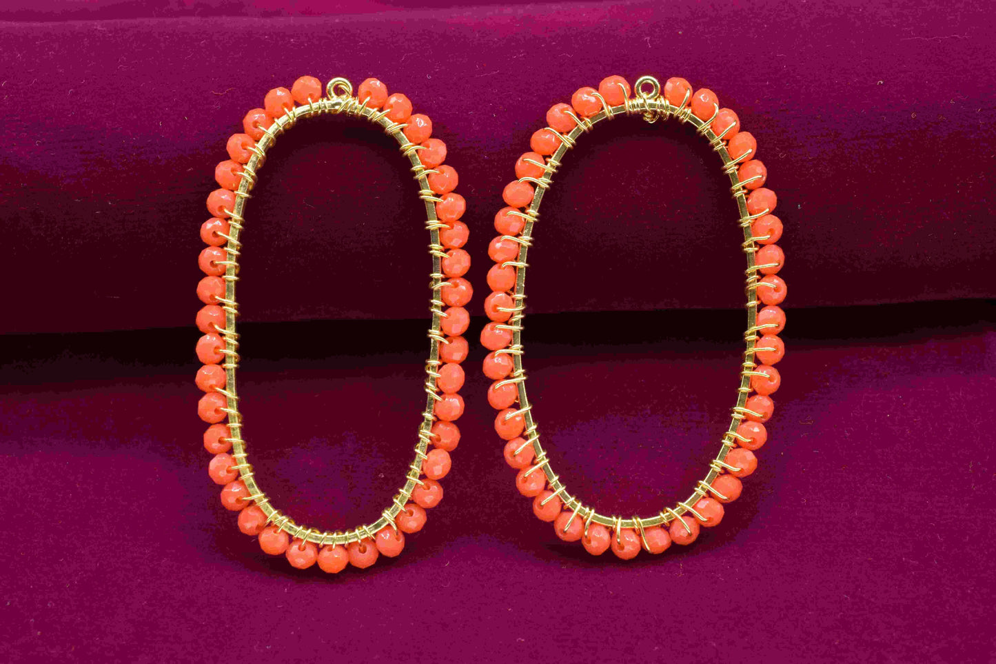 Carnelian Wire Wrapped Connector,Oval Pendant Component,Carnelian Handmade link,Beaded Hoop Finding Component,Carnelian Pendant Jewelry,Gift