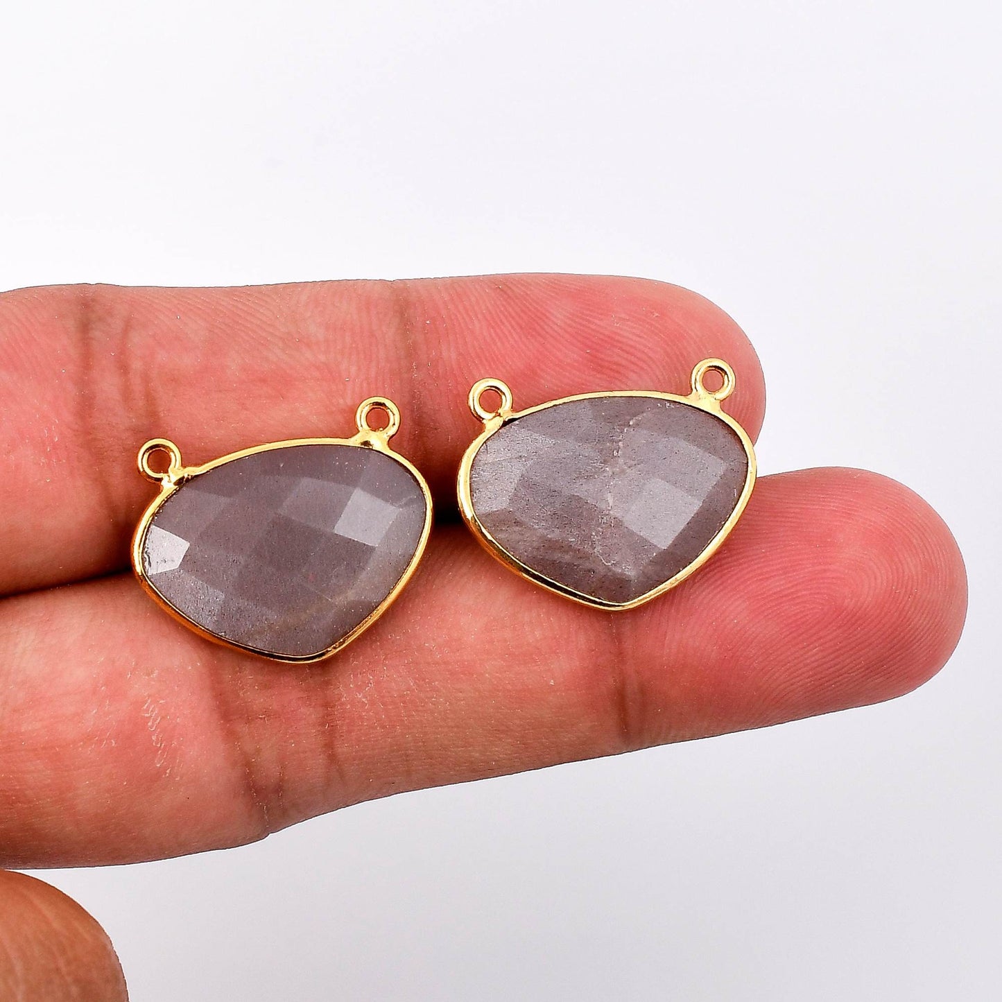 Peach Moonstone 15x20mm Bezel dual connector,Moonstone kidney Shape Gold Plated bezel,Moonstone Bezel,Vermeil Bezel,jewelry GoldFilled bezel
