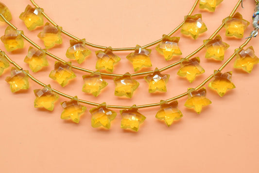 Citrine Faceted Star Shape Briolettes, Carved Gemstone, 10 Pcs Strand, Gemstone For Jewellery,star shape briolette,Side Drilled briolettes