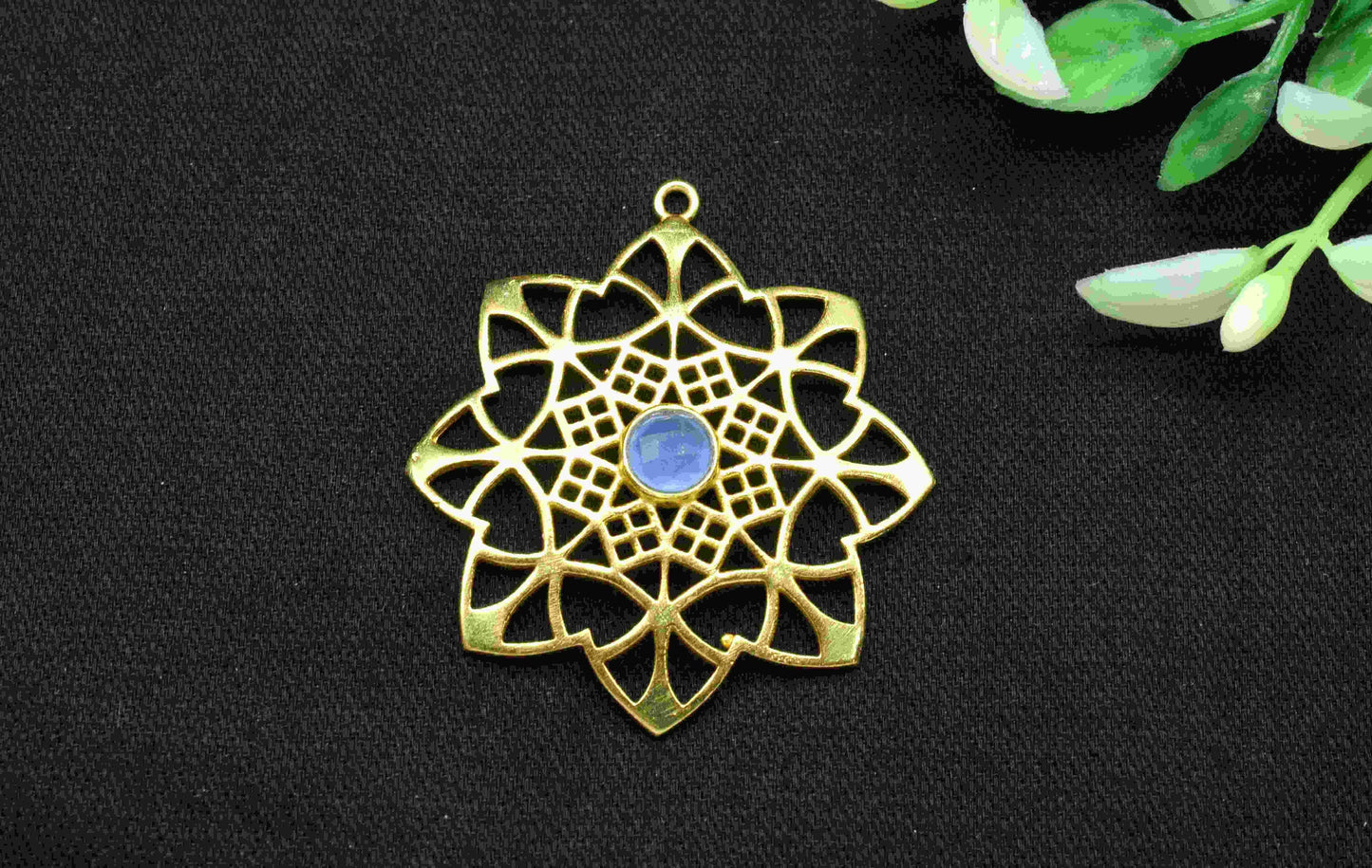 Blue Chalcedony Gemstone Component , Blue Chalcedony  Connector Pendant , Gold Plated Connectors , Pendant Jewelry , Earring Component