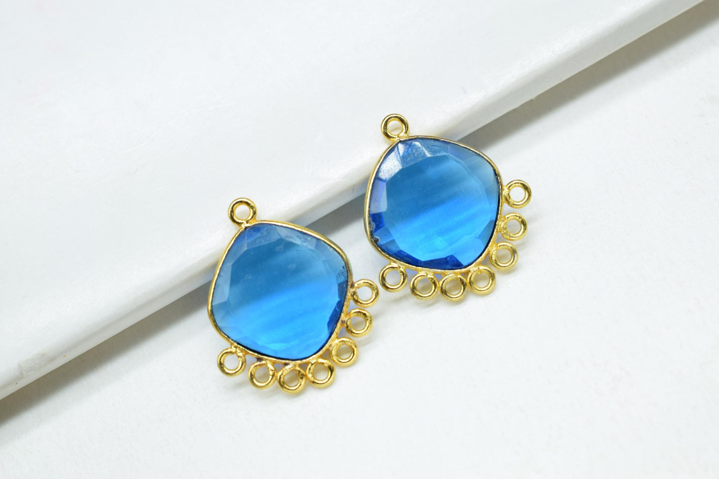 Blue Topaz 14mm Cushion Bezel Charms/Gemstone Single Bail/Component charm/Handmade Jewellery Connectors/Women Jewelry/Handmade Connector