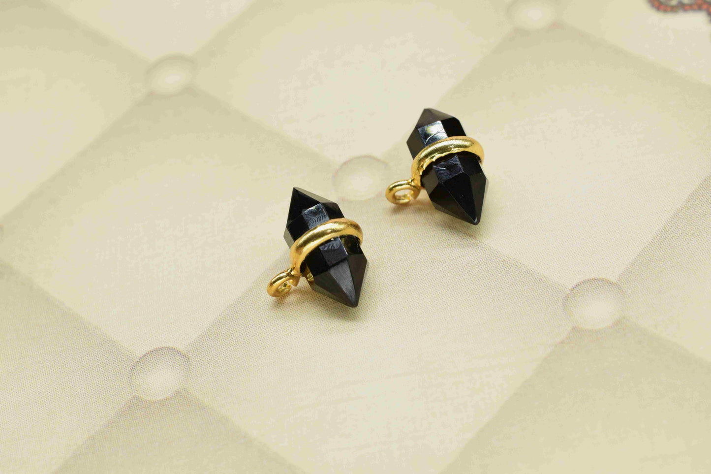 Natural Black Onyx Double Point Pendant Gold Necklace,Black Onyx 5x12mm Point Shape Pendant,Onyx Necklace, Gemstone Point, Onyx Pendant,Gift